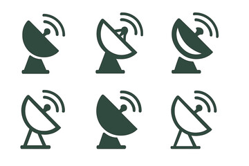 Naklejka premium Satellite Dish Logos. Military Communication. Set Logo of Military Communication: satellite dish. harmonious logo variations of the same emblematic concept,