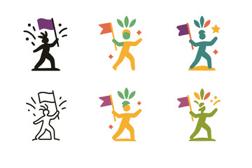 Cultural Heritage Logos. Cultural heritage festivals and events. Set Logo of Cultural Heritage: carnival parade. harmonious logo variations of the same