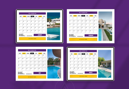 2026 Wall Calendar Landscape Template