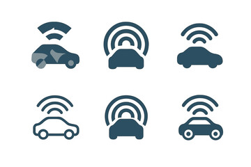 Self-Driving Car Logos. self-driving cars. Set Logo of self-driving cars: Radar Array. harmonious logo variations of the same emblematic concept, each with