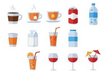 Variety of Beverages A Colorful Flat Lay of Different Drinks