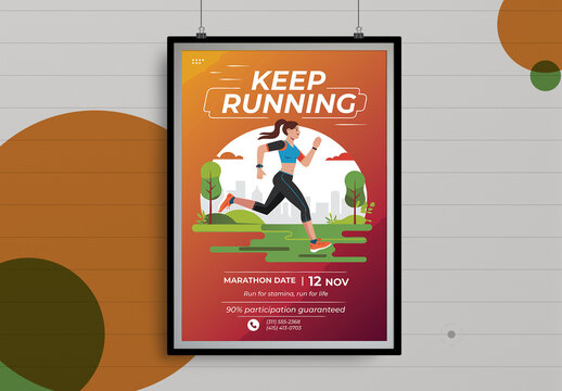 Keep Running Poster Design Layout