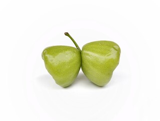 Fresh green water rose apple fruit isolated on white background	