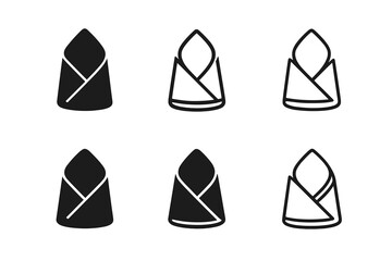 Napkin Logo Variations. Folding napkins. Set Logo of Folding napkins: napkin in bishop?s hat fold. harmonious logo variations of the same emblematic concept,