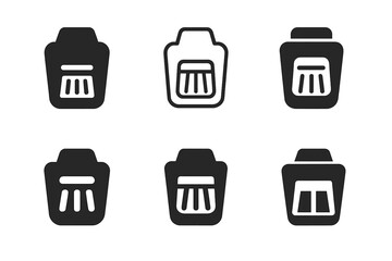 Robot Vacuum Logos. Robot vacuums. Set Logo of Robot vacuums: Dustbin with filter. harmonious logo variations of the same emblematic concept, each with