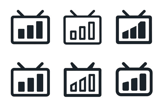 Dynamic Scoreboard Logos. Game tournaments. Set Logo of scoreboard: rising bars symbolizing match points. harmonious logo variations of the same emblematic