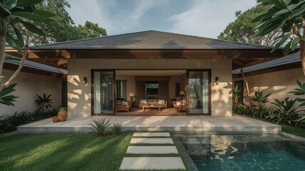 Naklejka premium Luxury villa with pool