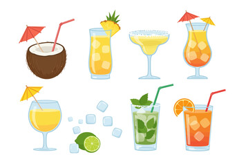Colorful Cocktail Assortment Tropical Drinks and Refreshments