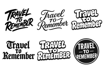 Artistic Lettering Grid. Travel to Remember. Set lettering. harmonious lettering variations of the same emblematic concept, each with different artistic
