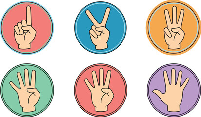 Fototapeta premium Counting fingers hand gestures from one to five illustration