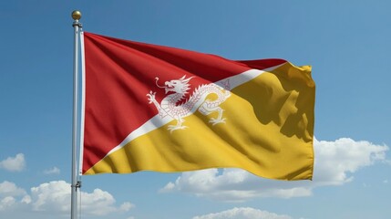 Naklejka premium Bhutan flag waving in the wind