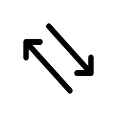 Two diagonal arrows pointing in opposite directions indicating a change or transition on white background