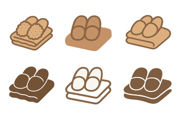 Fuzzy Slippers Logos. Fuzzy Slippers. Set Logo of Fuzzy Slippers: blanket. harmonious logo variations of the same emblematic concept, each with different