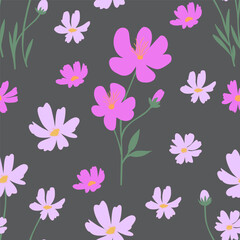 Seamless floral pattern with  wildflowers and leaves. Perfect for fabric, wallpaper, wrapping paper, and modern decor.