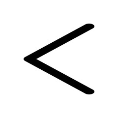 An arrow pointing to the left with bold lines and rounded edges on a white background in a simple design