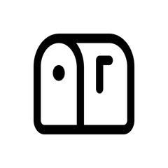 Illustration of a black and white thermal printer with a paper roll and a simple rectangular frame design