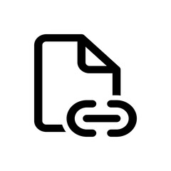 Black outlined document icon with a folded corner and a horizontal chain link below the document image