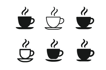 Obraz premium Coffee Logo Variations. Drinking coffee. Set Logo of Lifestyle: steaming coffee cup icon. harmonious logo variations of the same emblematic concept, each with