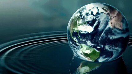 Planet Earth with water droplets reflecting global climate change. Relevant for environmental topics, discussions on climate issues, and sustainable development.

