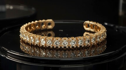 Elegant gold and diamond bracelet jewelry piece
