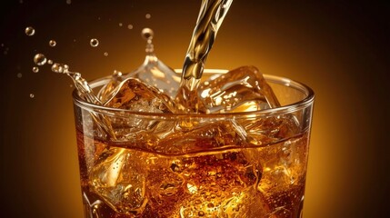 Pouring drink over ice splash