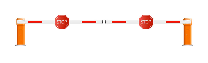 Barrier flock. Parking zone turnpike on white background vector illustration. Railroad and parking zone barrier icon.