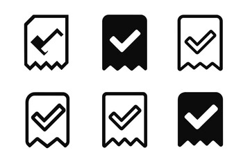 Checkout Logo Variations. Checkout process. Set Logo of Checkout process: Order confirmation screen with checkmark. harmonious logo variations of the same