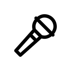 Illustration of a black microphone with a line through the head on a white background in simple style