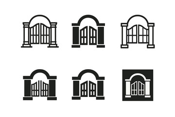 Fototapeta premium Estate Logo Variations. Estate. Set Logo of Estate: gated entrance. harmonious logo variations of the same emblematic concept, each with different artistic