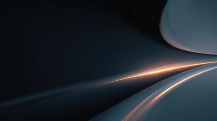 Dynamic abstract background with glowing golden light streaks illuminating smooth, modern curves and deep shadows, perfect for tech or corporate themes