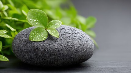Leaf on stone single green leaf rests atop natural stone showcasing organic beauty and simple forms