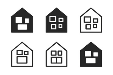 Fototapeta premium Budget Decor Logos. Home decor on a budget. Set Logo of Home decor on a budget: Budget gallery wall. harmonious logo variations of the same emblematic concept,