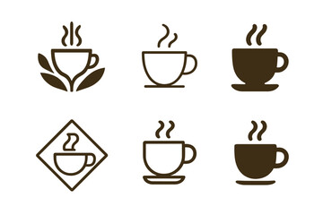 Obraz premium Coffee Logo Variations. Coffee tasting notes sheet. Set Logo of Coffee: tasting sheet and pen. harmonious logo variations of the same emblematic concept, each