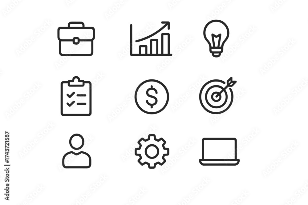 Wall mural uniform icon set. equal spacing between icons and equal margins on the edges. uniform icon size acro