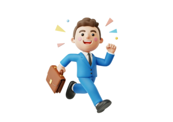Cheerful Businessman Running with Enthusiasm and Confidence
