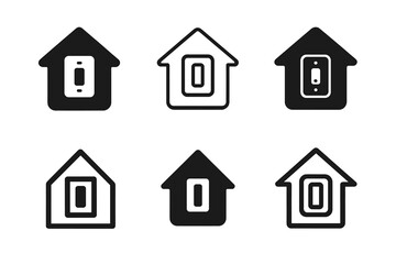 Minimalist Light Switch Designs. Light switch plate. Set Logo of Home: minimalist switch plate icon. harmonious logo variations of the same emblematic concept,