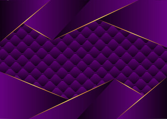 Elegant Purple Luxury Background with Gold Lines and Quilted Texture