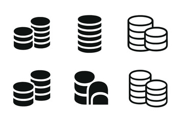Trade Logo Variations. Trade. Set Logo of Trade: coins stack. harmonious logo variations of the same emblematic concept, each with different artistic