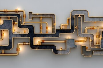 Long pipe with a gold and black color. The pipe is made of metal and has a shiny appearance