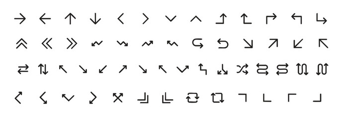 Arrow Icons Set, Direction Icons, Navigation Symbols, UI Arrows, Web and Mobile Icons, Vector Arrow Pack, Minimal Arrow Design, Interface Arrows, Vector Arrows, Cursor Arrows