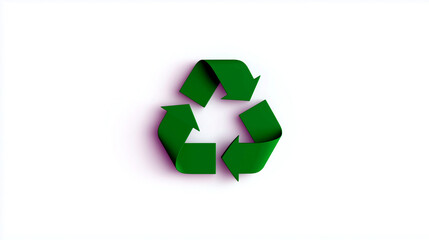 Obraz premium Green recycle symbol with modern 3D effect on white background, representing sustainability, eco consciousness and environmental responsibility