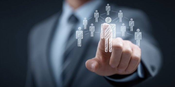 Digital networking action business environment interactive content corporate setting close-up view leadership development and team building strategies