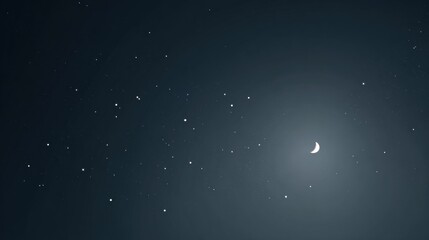 Stunning night sky with twinkling stars and crescent moon, perfect for creating a serene atmosphere or adding celestial elements to designs.