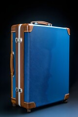 Blue Suitcase Wooden Accents Vintage Travel Bag vintage suitcase