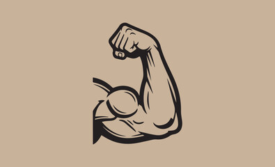 Illustration of a flexed bicep muscle showing strength and power