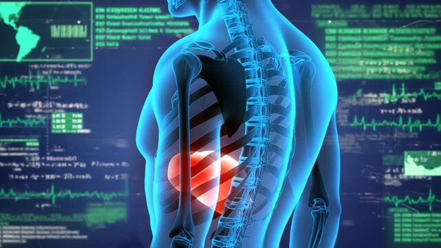 人体の内臓器官イメージ（肝臓）の動画