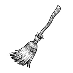 A broom illustration vector style coloring book