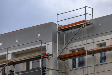 Aluminum Scaffolding Installed The Facade
