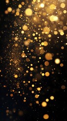A shimmering backdrop of golden particles against a dark background, creating a magical and festive atmosphere.