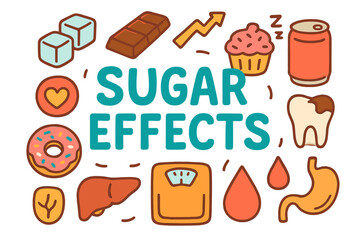 Sugar Effects Illustration. Sugar Effects. Hand-drawn doodle illustration of Sugar Effects. Sugar cubes, candy